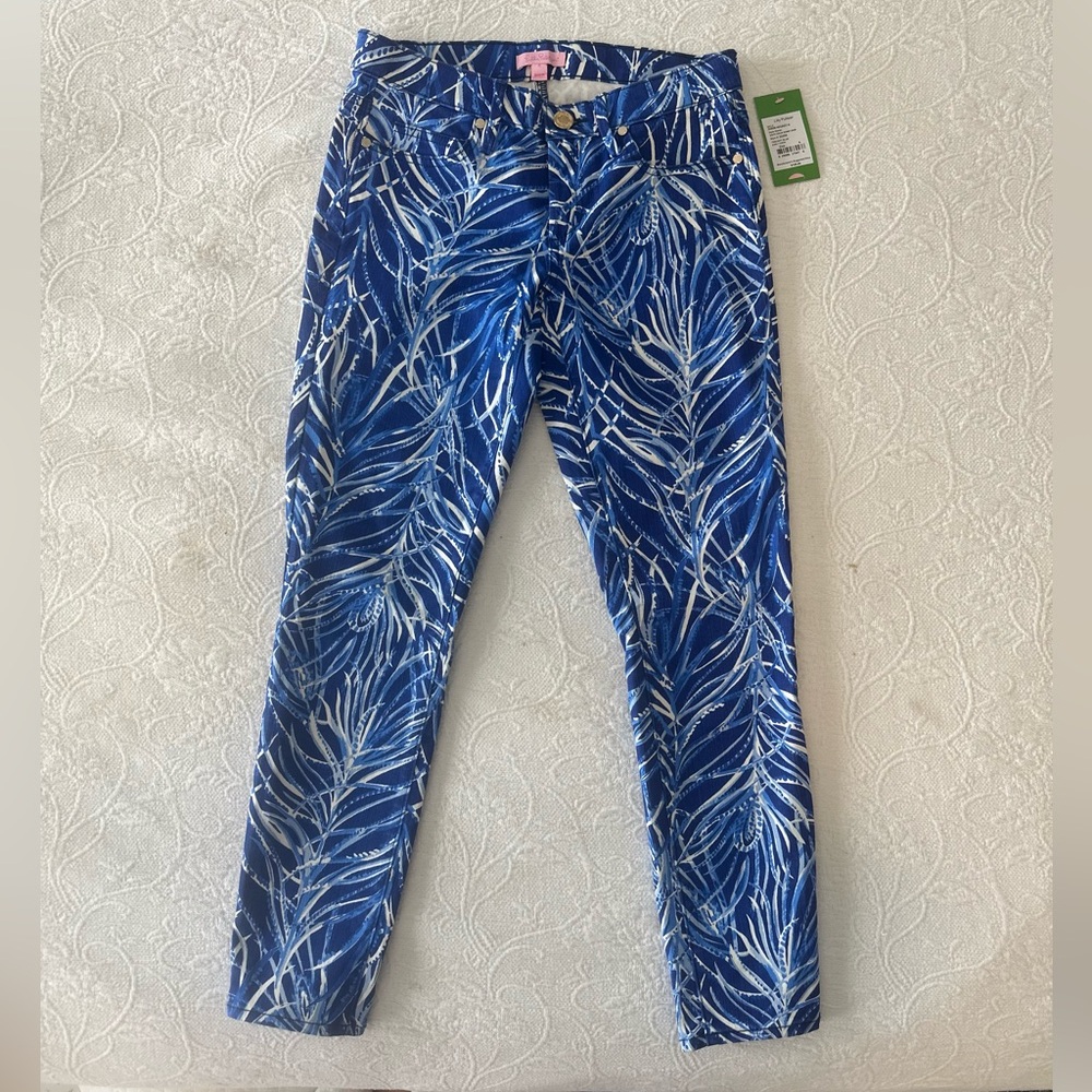 Lily Pulitzer Blue Leaf Print Women's Pants